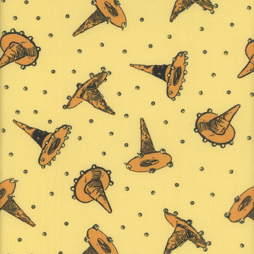Riley Blake Fabrics Scary Scraps Janet Wecker Frisch Festive Hat Toss Yellow