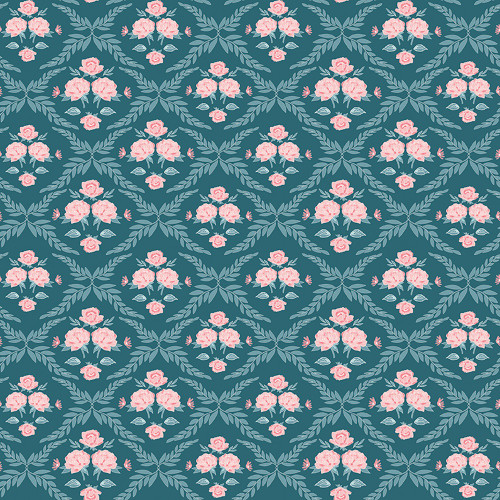 Riley Blake Fabrics Correspondence by Beverly McCollough Trellis Damask Colonial Blue