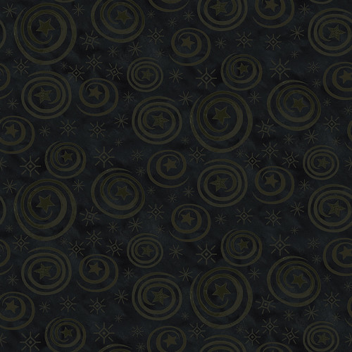 Riley Blake Fabrics Spooky Teresa Kogut Spooky Stars and Swirls Black