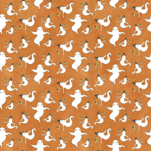 Riley Blake Fabrics Spooky Teresa Kogut Spooky Ghosts Orange