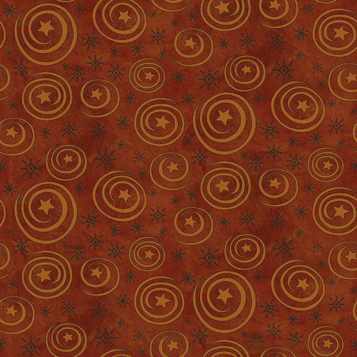 Riley Blake Fabrics Spooky Teresa Kogut Spooky Stars and Swirls Rusty Oak