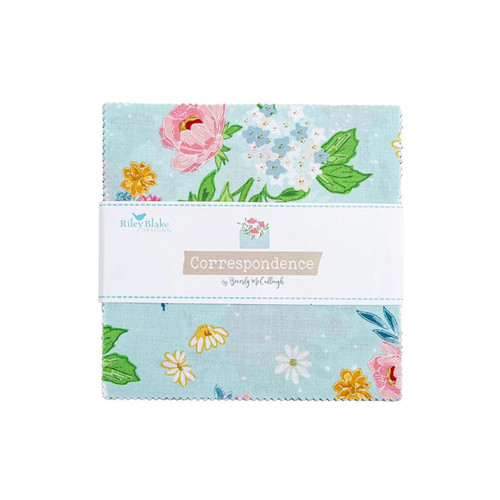 Riley Blake Fabrics Correspondence by Beverly McCollough 5 Inch Stacker Charm Squares