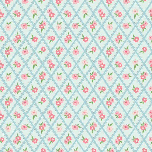 Riley Blake Fabrics Correspondence by Beverly McCollough Stitched Flowers Washed Denim