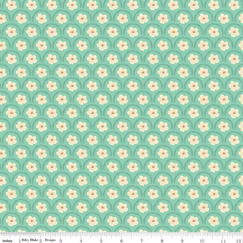 Riley Blake Fabrics Southern Charm Peach Blossoms Mint
