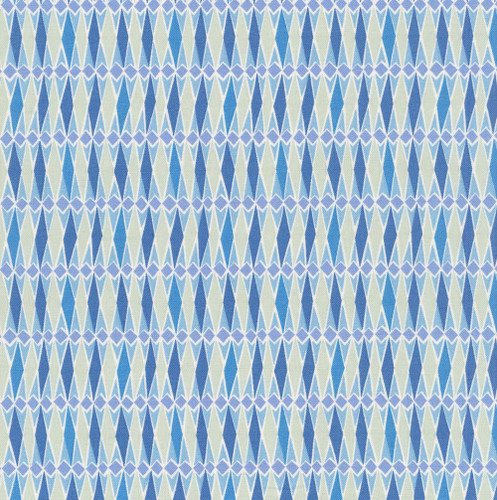 Riley Blake Fabrics Liberty Fabrics Lasenby Cotton Summer Fair Fairground Stripe B Blue Green, a colorful fabric with a striped pattern in shades of blue, green, and white.