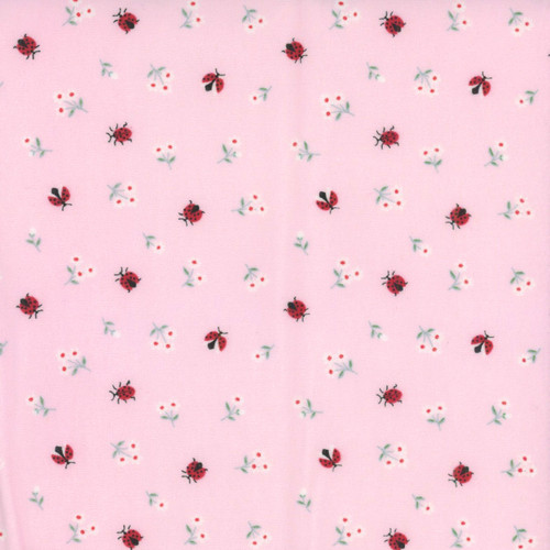 Riley Blake Fabrics Designer Flannel Meadow Moments Ladybugs Pink