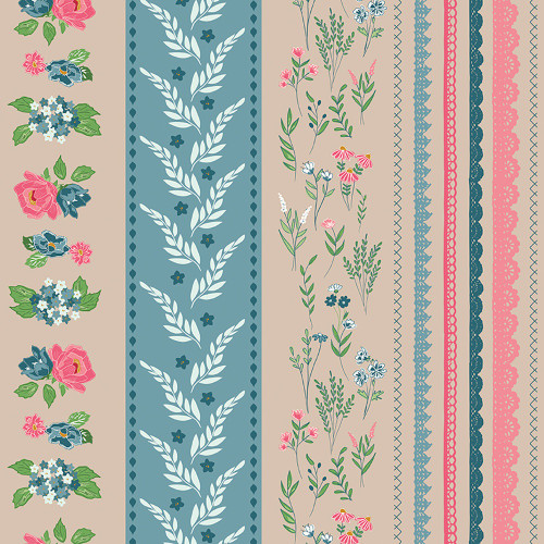 Riley Blake Fabrics Correspondence by Beverly McCollough Wide Stripe Wheat