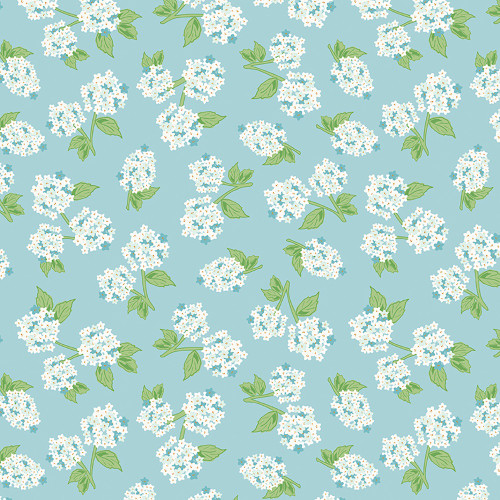 Riley Blake Fabrics Correspondence by Beverly McCollough Hydrangeas Aqua