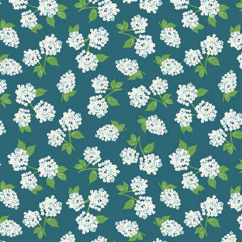Riley Blake Fabrics Correspondence by Beverly McCollough Hydrangeas Colonial Blue