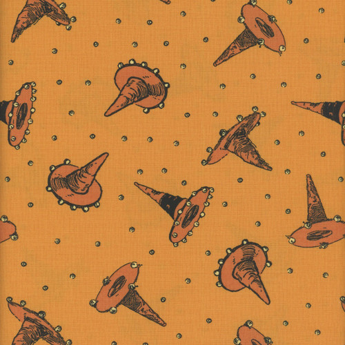 Riley Blake Fabrics Scary Scraps Janet Wecker Frisch Festive Hat Toss Orange