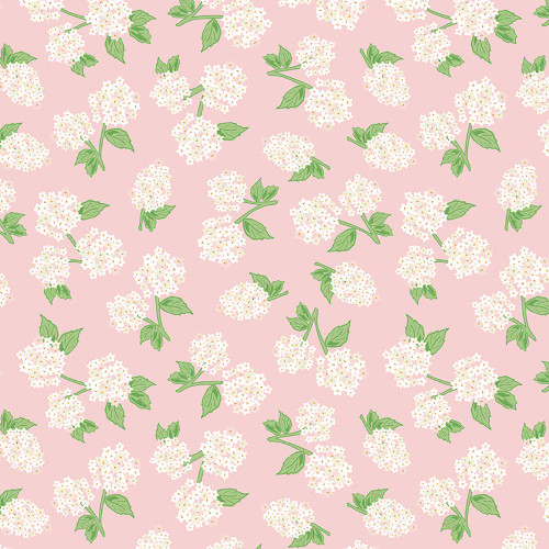 Riley Blake Fabrics Correspondence by Beverly McCollough Hydrangeas Pink Dogwood