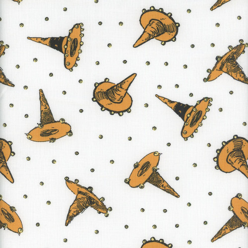 Riley Blake Fabrics Scary Scraps Janet Wecker Frisch Festive Hat Toss White