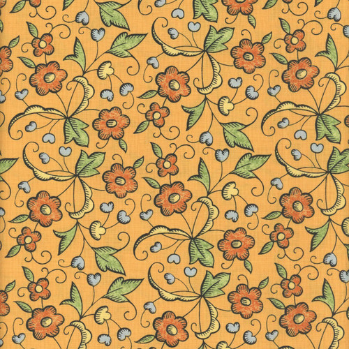 Riley Blake Fabrics Scary Scraps Janet Wecker Frisch Fall Floral Orange