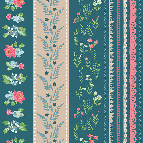 Riley Blake Fabrics Correspondence by Beverly McCollough Wide Stripe Colonial Blue