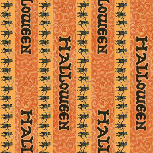 Riley Blake Fabrics Spooky Teresa Kogut Spooky Halloween Stripe Pumpkin