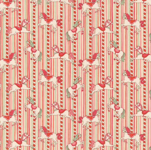 Riley Blake Fabrics Liberty Fabrics Lasenby Cotton Summer Fair Emolly Carousel C Pink Red
