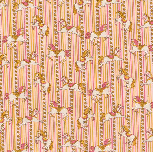 Riley Blake Fabrics Liberty Fabrics Lasenby Cotton Summer Fair Emolly Carousel D Gold Brown