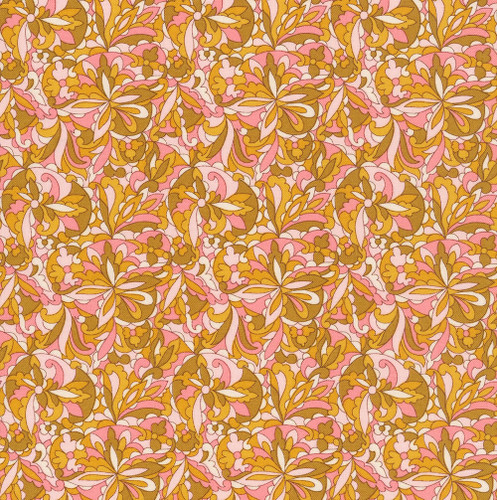 Riley Blake Fabrics Liberty Fabrics Lasenby Cotton Summer Fair Swirling Kaleidoscope D Gold Brown