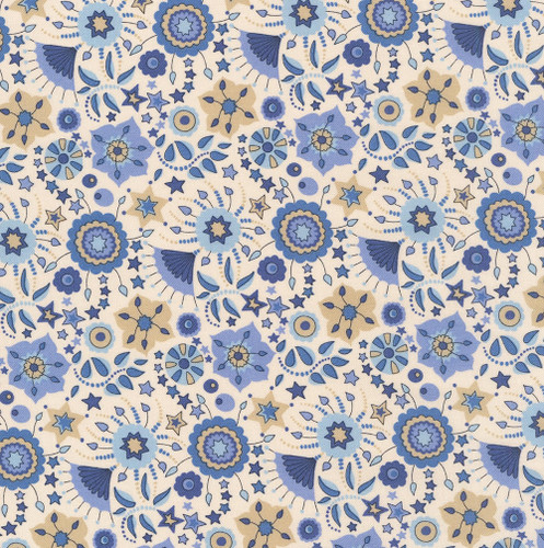 Riley Blake Fabrics Liberty Fabrics Lasenby Cotton Summer Fair Festival Florals B Blue Green