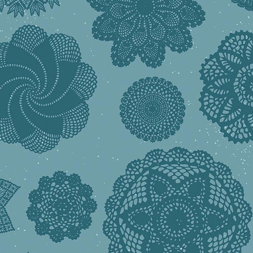 Riley Blake Fabrics Correspondence 108 Inch Wide Back Quilt Backing Doilies Capri Blue