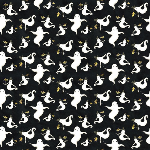 Riley Blake Fabrics Spooky Teresa Kogut Spooky Ghosts Black