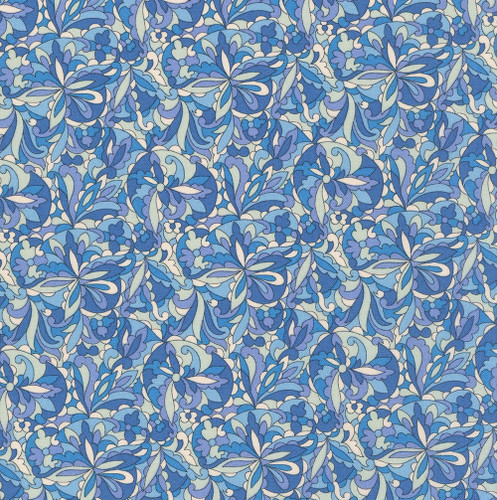 Riley Blake Fabrics Liberty Fabrics Lasenby Cotton Summer Fair Swirling Kaleidoscope B Blue Green