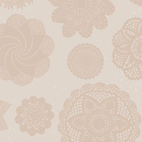 Riley Blake Fabrics Correspondence 108 Inch Wide Back Quilt Backing Doilies Latte Cream