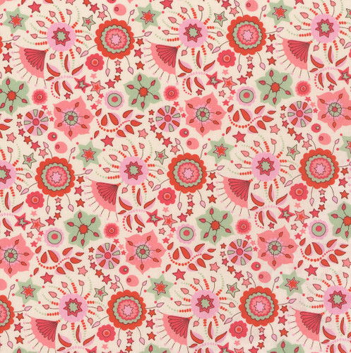 Riley Blake Fabrics Liberty Fabrics Lasenby Cotton Summer Fair Festival Florals C Pink Red