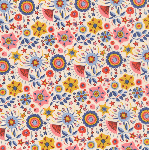 Riley Blake Fabrics Liberty Fabrics Lasenby Cotton Summer Fair Festival Florals A Red Blue Gold
