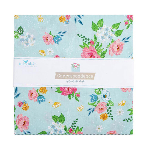 Riley Blake Fabrics Correspondence by Beverly McCollough 10 Inch Stacker Layer Cake Squares