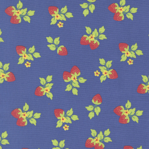 Moda Fabrics Fruit Salad Corey Yoder Strawberries Cobalt Blue