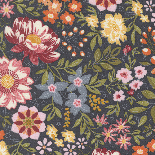 Moda Fabrics Fieldrush BasicGrey Covent Garden Floral Covent Portobello Blue
