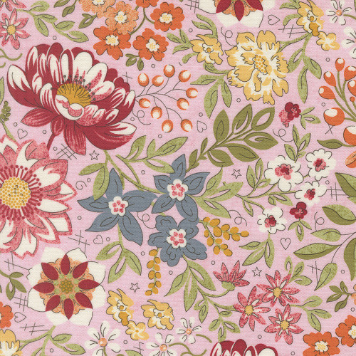 Moda Fabrics Fieldrush BasicGrey Covent Garden Floral Covent Peony Pink