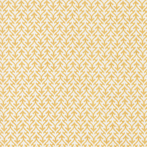 Moda Fabrics Fieldrush BasicGrey Floral Trellis Trellis Sunshine Yellow, fabric with a yellow floral trellis pattern on a white background.