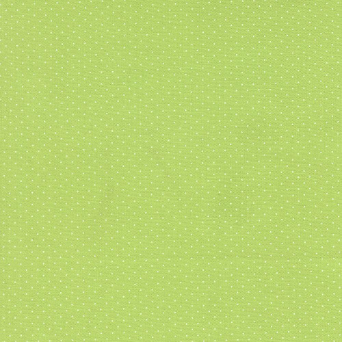 Moda Fabrics Fruit Salad Corey Yoder Pin Dot Lime Green, vibrant lime green fabric with small white polka dots for quilting and sewing projects.