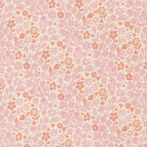 Moda Fabrics Fieldrush BasicGrey Ivy Floral Ivy Peony Pink