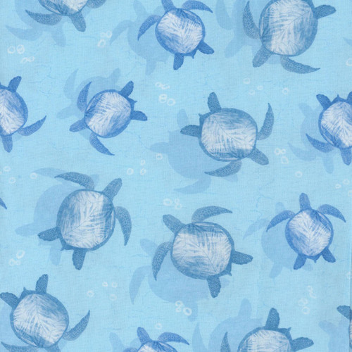 Lumin Fabrics White Owl Textiles Take Me To The Sea Aqua Blue Sea Turtles Swimming