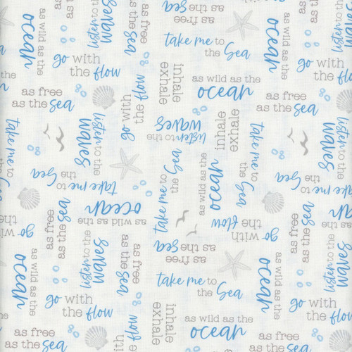 Lumin Fabrics White Owl Textiles Take Me To The Sea Cream Ocean Words