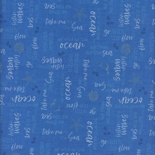 Lumin Fabrics White Owl Textiles Take Me To The Sea Blue Ocean Words