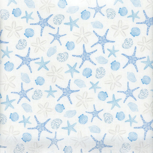 Lumin Fabrics White Owl Textiles Take Me To The Sea Cream Sea Shells Starfish