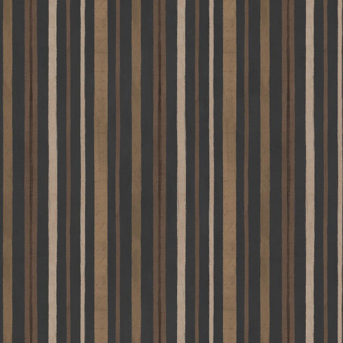 Lumin Fabrics White Owl Textiles Coffee Co Janelle Penner Espresso Brown Tan Stripe, fabric with vertical stripes in espresso brown, tan, and white colors.