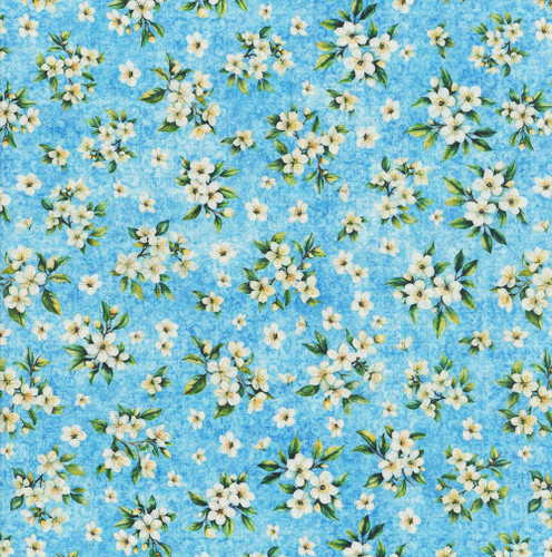 Quilting Treasures Fabrics Citrus Bliss Dan Morris Creative Blue Lemon Blooms