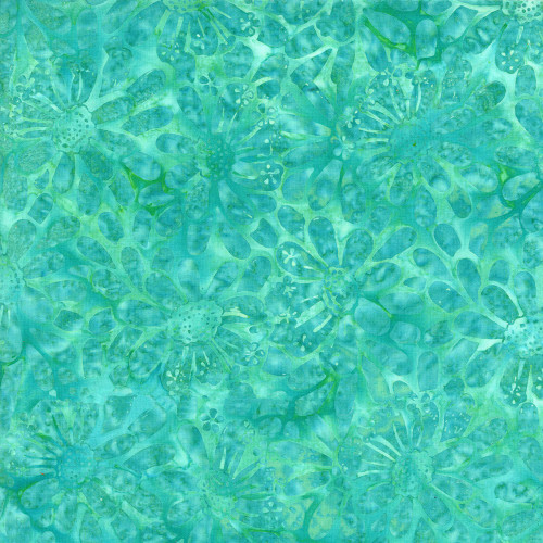 Timeless Treasures Fabrics Tonga Batiks Mermaid Emerald Green Sunflower Zinnia Blooms