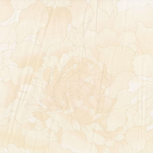 Henry Glass Fabrics Peony Paradise 118 Inch Wide Quilt Backing King Size Ivory Cream, botanical floral pattern in soft ivory and cream tones.