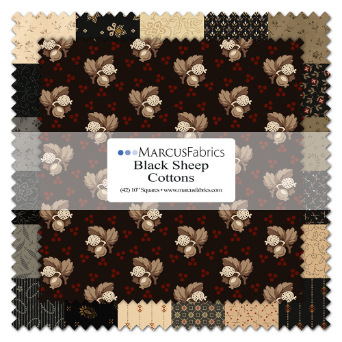Marcus Fabrics Black Sheep Cottons Pam Buda Layer Cake Ten Inch Squares