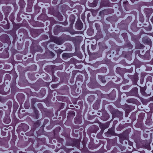 Island Batik Fabrics Sweet Sentiments Patriotic Batiks Purple Heather Meander Ribbons of Peace, purple and lavender abstract ribbon pattern fabric