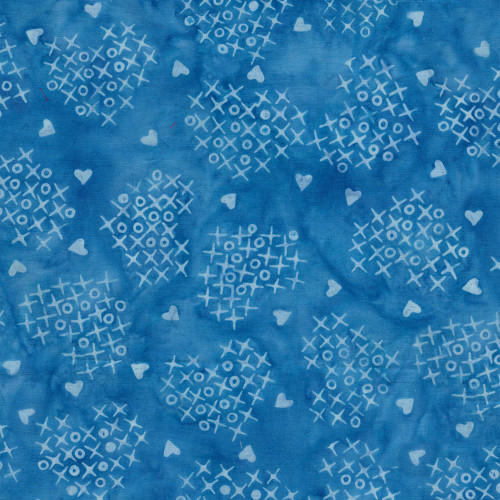 Island Batik Fabrics Sweet Sentiments Patriotic Batiks Azure Blue Cross Stitch Hearts