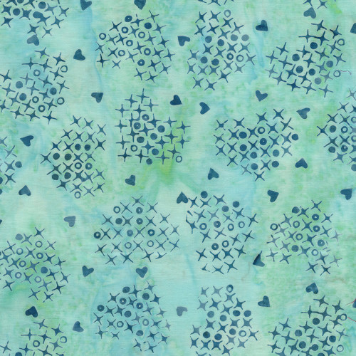 Island Batik Fabrics Sweet Sentiments Patriotic Batiks Teal Scuba Blue Cross Stitch Hearts