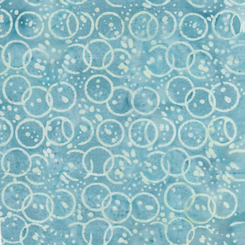 Island Batik Fabrics Sweet Sentiments Patriotic Batiks Blue Sky Ink Splat, light blue fabric with white ink splat and circles pattern.