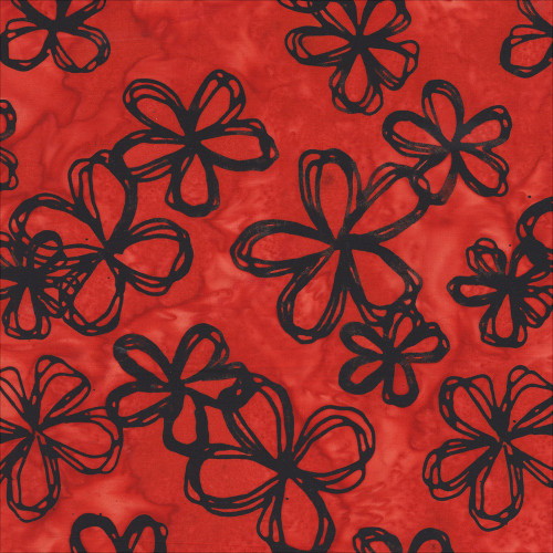 Windham Fabrics Anthology Batiks Baliscapes Claret Flower Sketch Ladybug Red